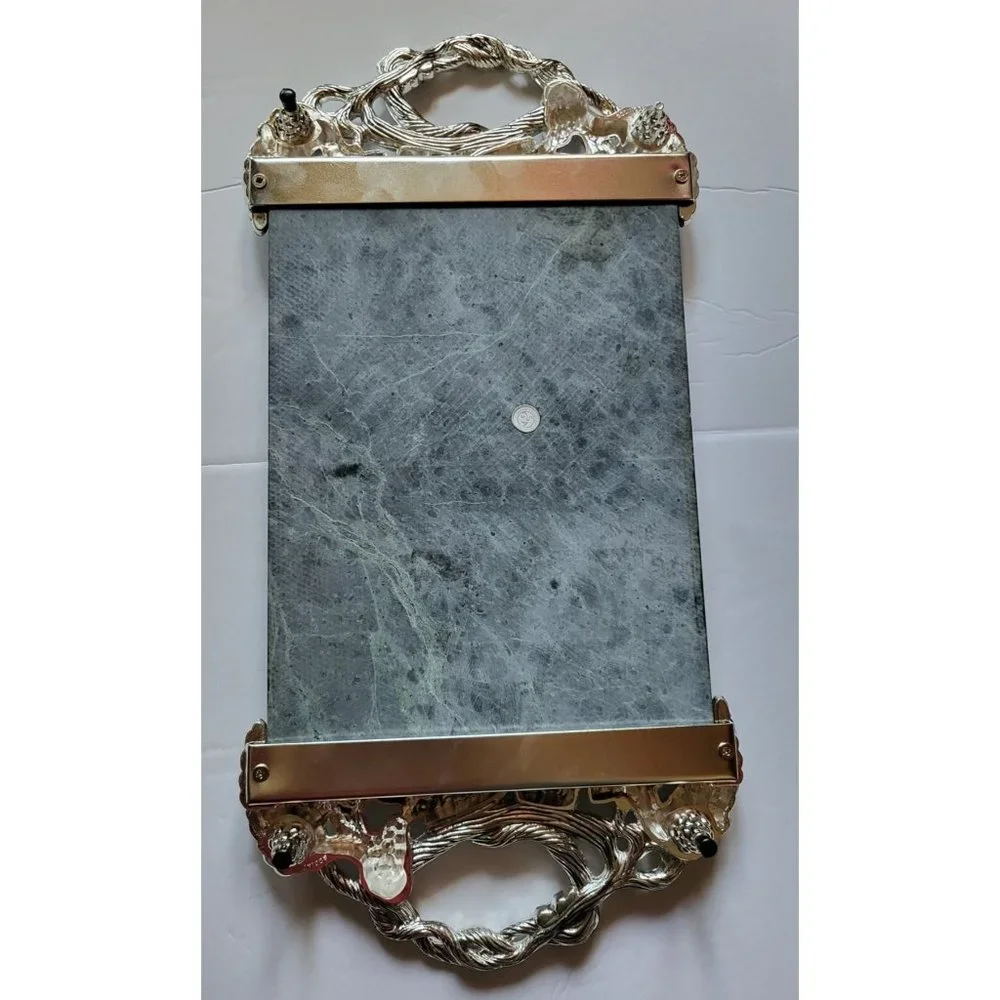 Vintage Godinger Silver Art Co Ltd Marble Slab Tray